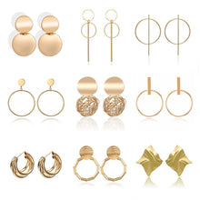 Load image into Gallery viewer, Fashion Statement Earrings Metal Round Geometric Earrings For Women Hanging Dangle Earrings Drop Earing Modern Jewelry Pun
